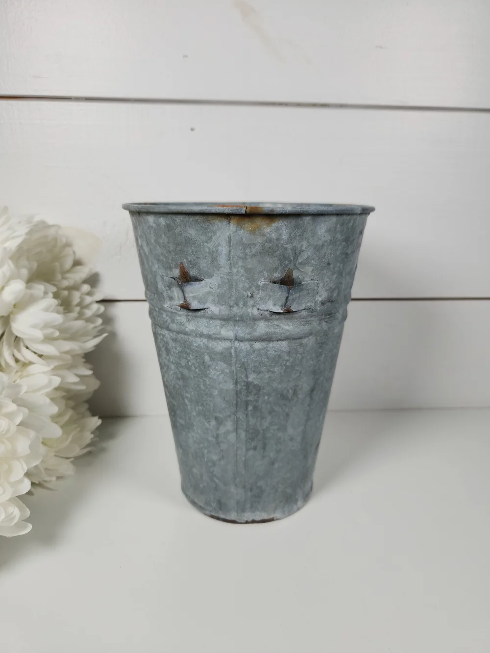 Vintage Galvanized Metal French Style Floral Basket | Flower Market Basket